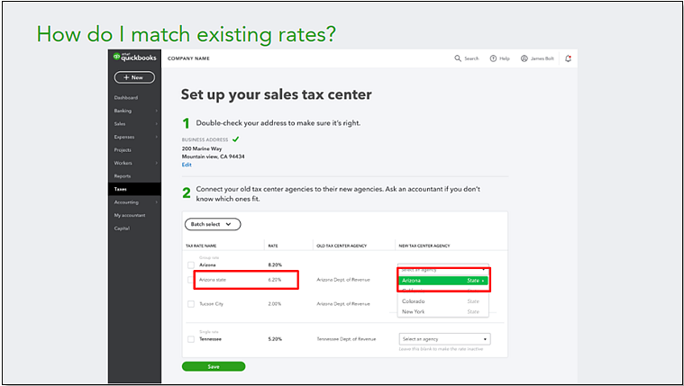 2019 QBO Sales Tax Changes - Hybrid Experience Change-over Step 2B