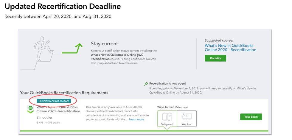2020 Updated Recertification Deadline