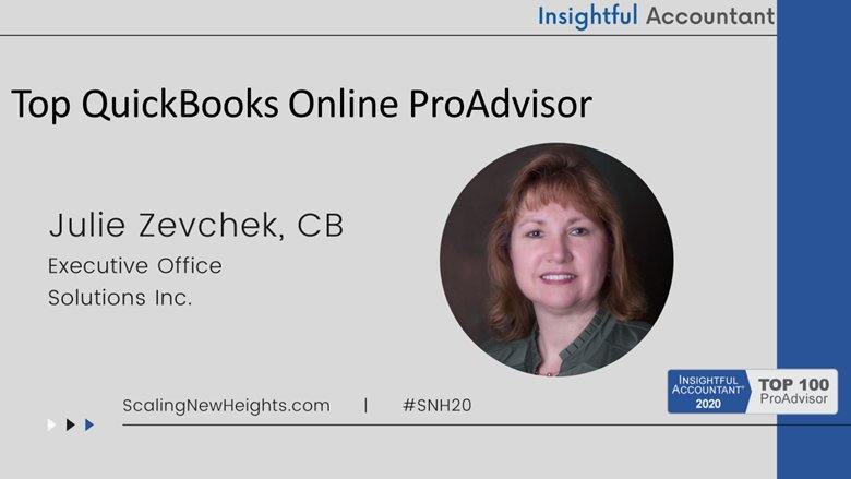 Julie Zevchek - 2020 Top QuickBooks Online ProAdvisor