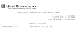 IRS Account Transcript