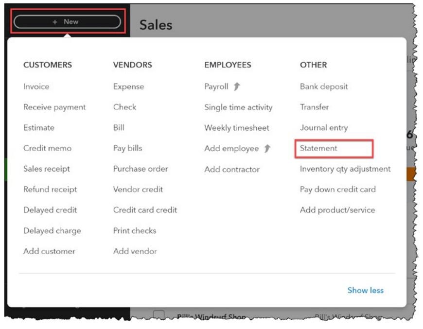 Figure 5-39 Choose Statement on the +New menu