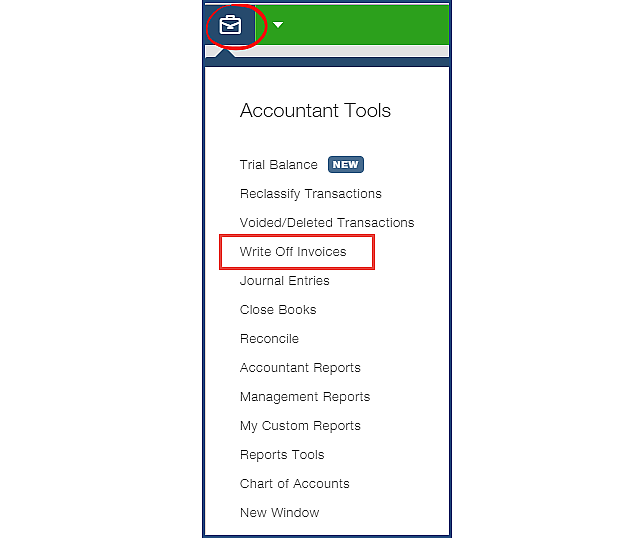 QBOA Accountant Tools Write-off