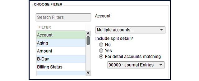 TJW Adjusting Report Filter Options