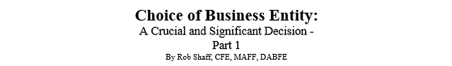 Business Entity Choice - Part 1 Title