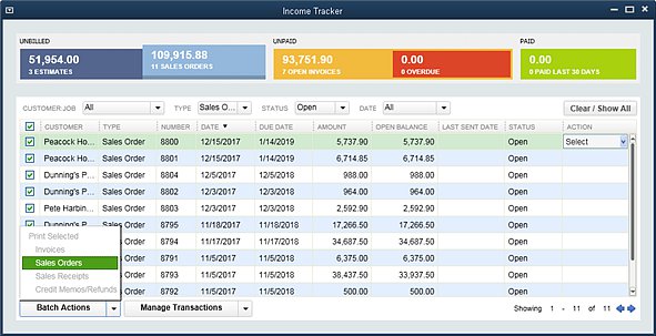 Slide 3 - New QuickBooks 2014 Income Tracker Batch Actions