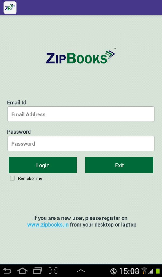 ZipBooks app in action