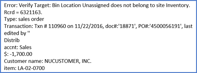unassigned location error