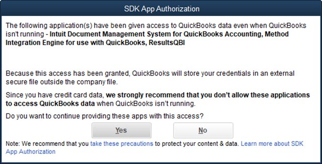 SDK App Authorization (in QB 2017)