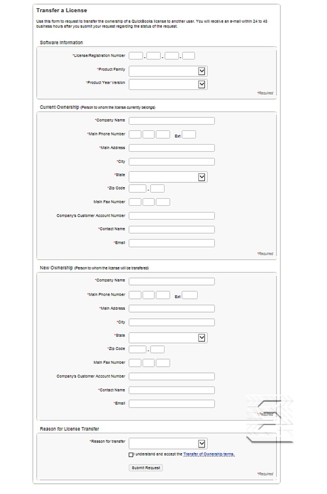 QuickBooks License Transfer Form