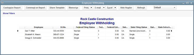 Employee Withholding Report