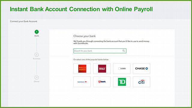 QBO Payroll Instant Bank Connection