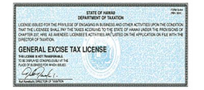 Hawaii General Excise Tax Certificate