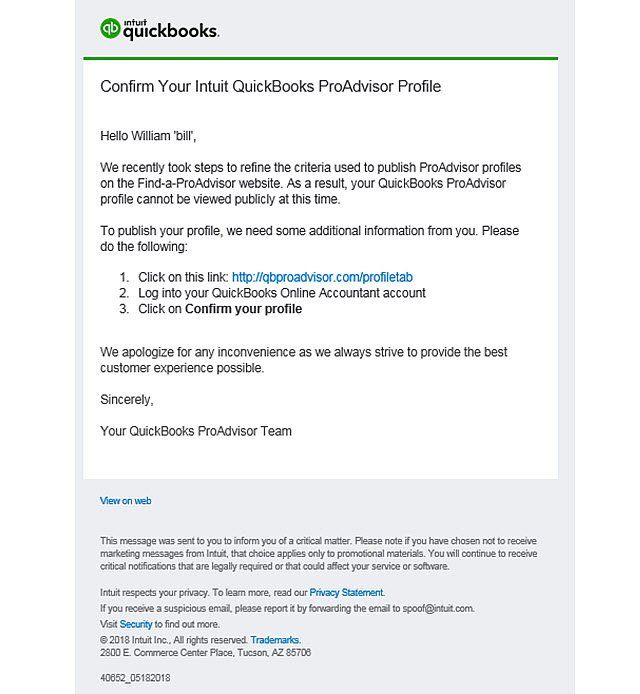 ProAdvisor Confirm Your Profile Email