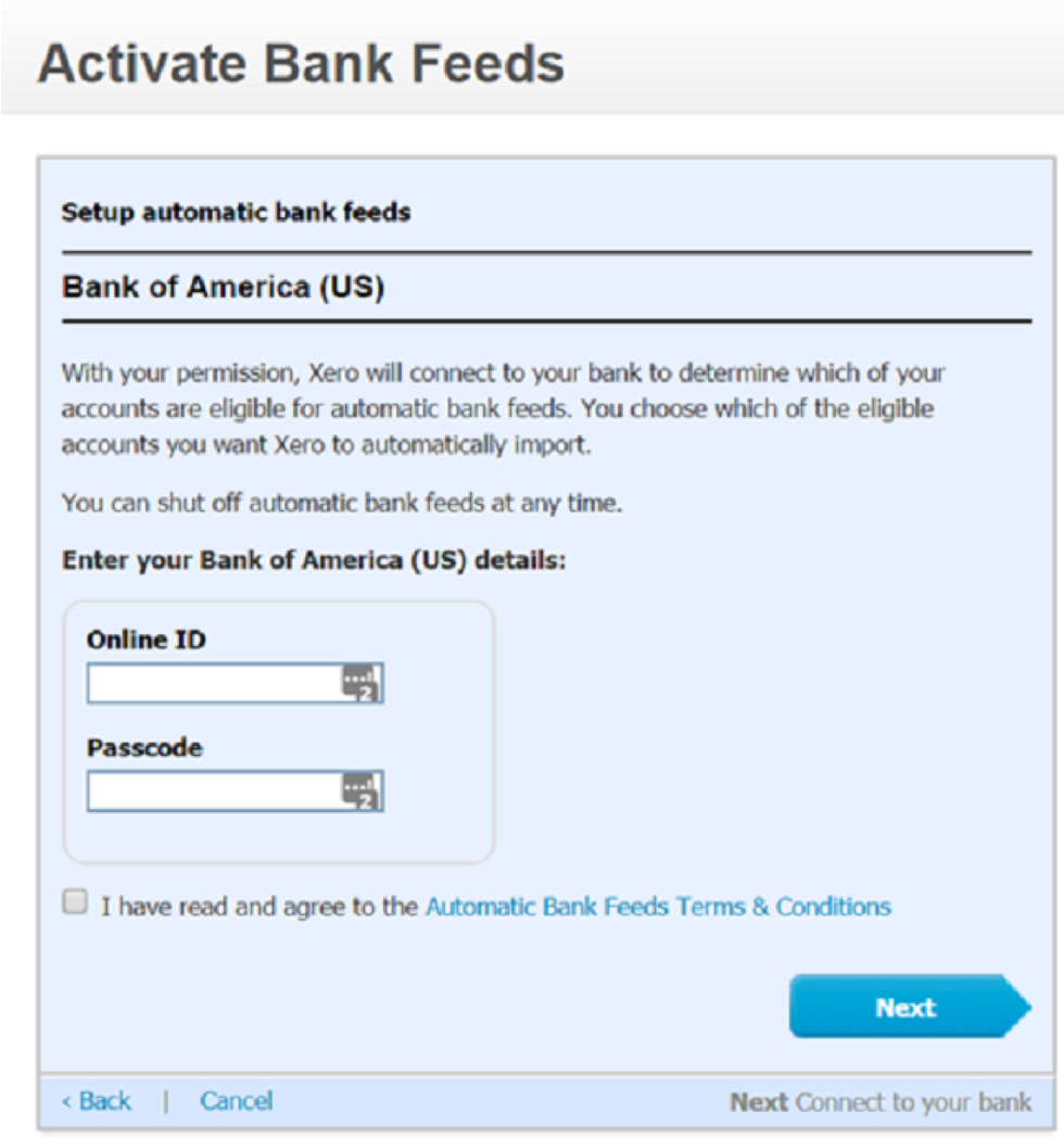 Activate Bank Feeds Xero